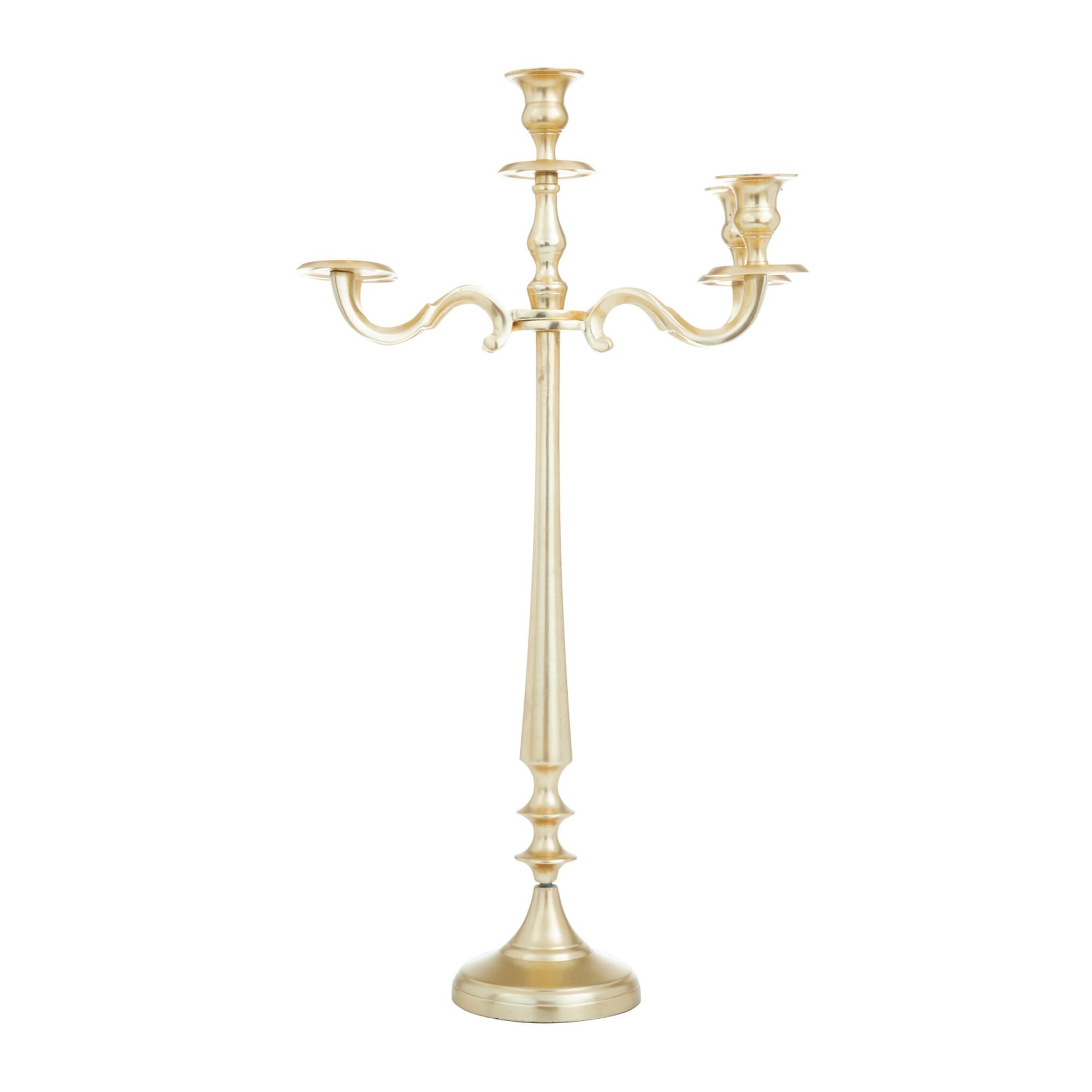 Gold Aluminum Traditional Candelabra, 24" x 13" x 13"